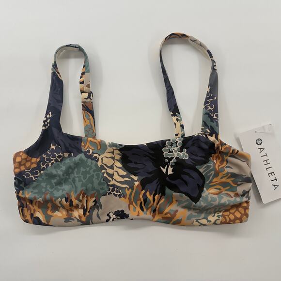 Athleta Bikini Top 36B/C Square Neck Bra Cup Printed Swim NWT Multicolor $69 - Picture 1 of 5